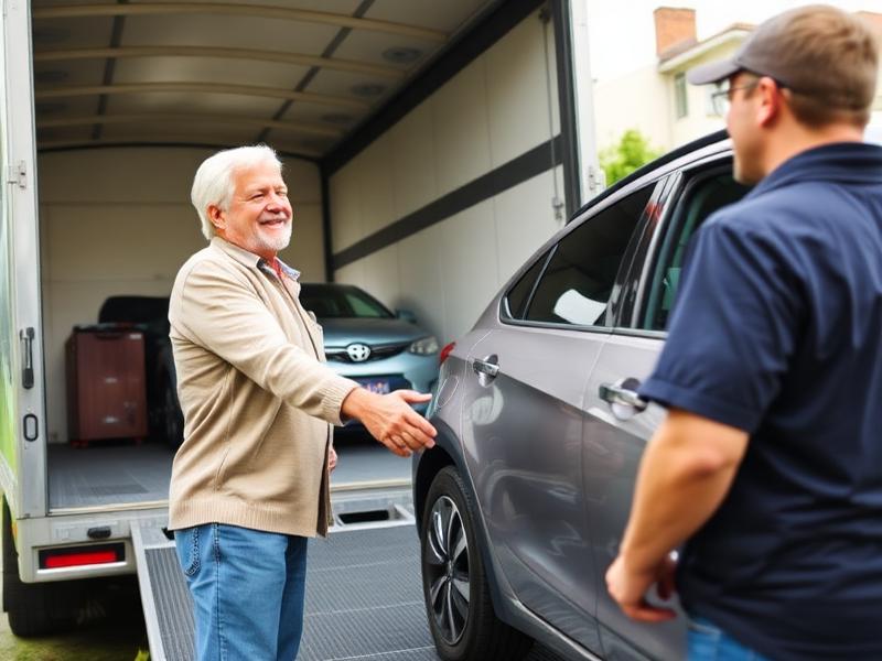 Satisfied customer receiving vehicle